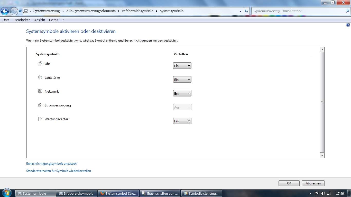 Lautstärkesymbol Lässt Sich Nicht Aktivieren Windows 7 Systemsymbol Stromversorgung lässt sich nicht aktivieren!? (Computer