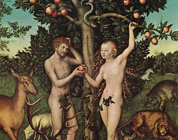 Sowohl Adam als auch Eva halten gleichermaßen den Apfel in ihren Händen!:) - (Religion, Christentum, Bibel)
