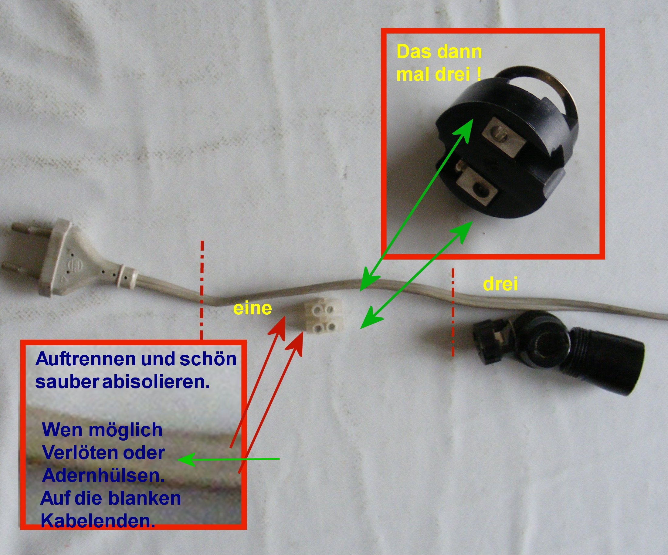 Mehrere Lampen an 1 Kabel und Steckdose? Brauche Hilfe ) (Elektronik