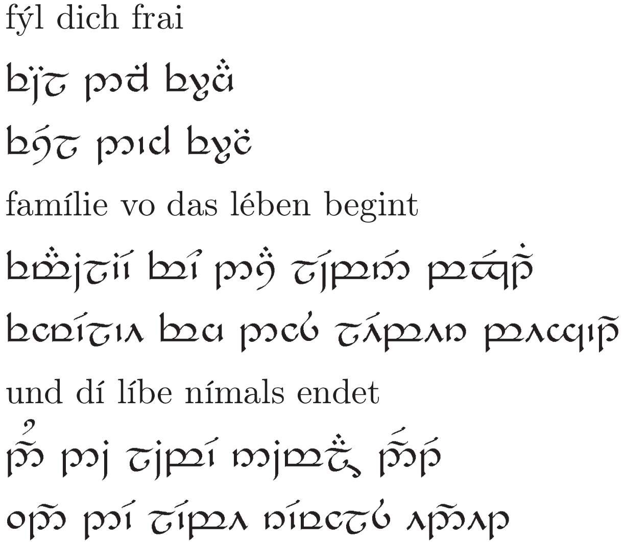 Tattoo Elbische Schrift Tengwar (Herr der Ringe)