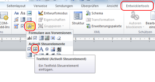 Bild 1 | Textfeld aus den Legacy-Tools - (PC, Microsoft Word, Office)