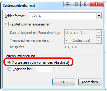 Seitenzahlenformat - (Microsoft, Microsoft Word)