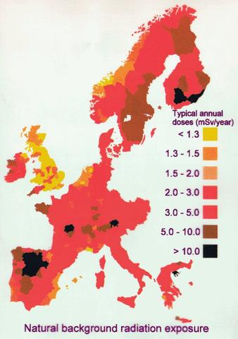 natürliche Hintergrunsradioaktivität in Europa (West) - (Schule, Physik, Chemie)