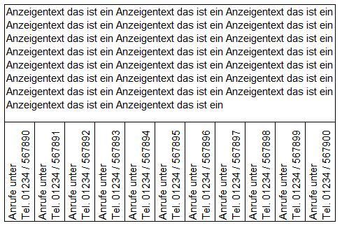 Abrisszettel mit HF-Text - (Microsoft Excel, Microsoft Word, PDF)