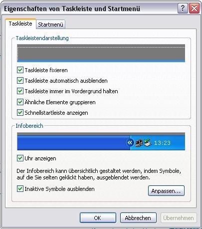 Taskleiste Einstellungen - (Windows 7, Taskleiste)