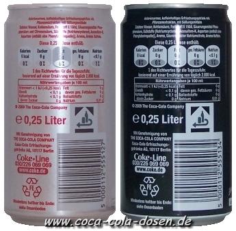 Coca-Cola light & zero Dosen 0,25L, Rückseite - (Unterschied, Cola)