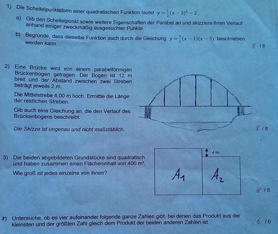 Matheaufgaben aus einer alten Arbeit - (Schule, Mathematik, Lernen)