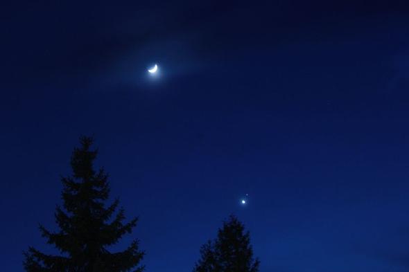 Begegnung Mond, Venus und Mars - (Mond, mondphasen)