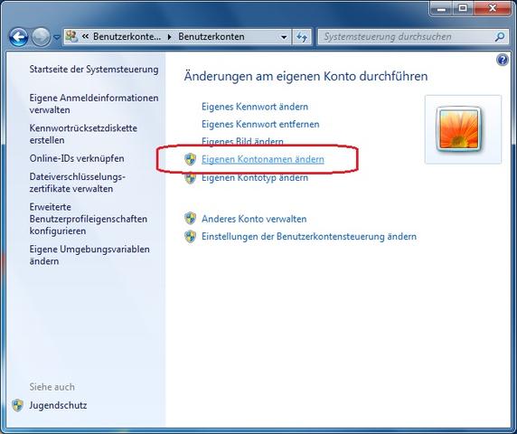 windows 7 benutzername ändern