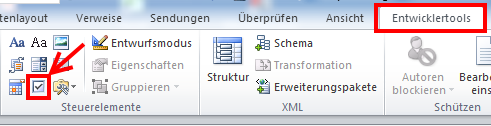 Bild 3 | Das Kontrollkästchensteuerelement - (Microsoft Word, Formular, Kontrollkästchen)