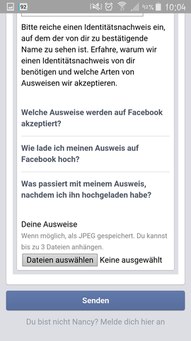- (Facebook, Namen, Support)