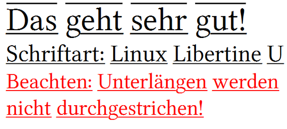 Über- Unterstreichungen bei LibreOffice - (Bewerbung, Microsoft Word)