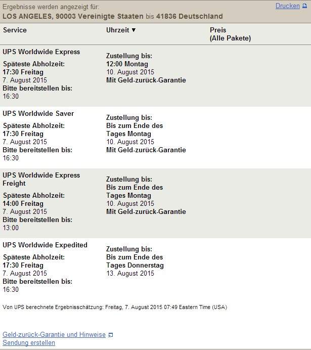 Hey, Weis jemand wie lange eine Express Lieferung über UPS aus den USA nach Deutschland dauert
