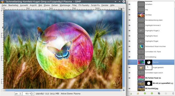 Plasma statt Farbverlauf für unregelmäßige Farben in Kugel - (GIMP, Effekte)