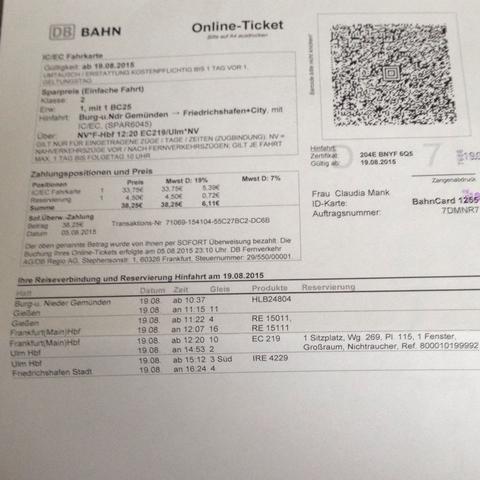 Online-Ticket - (Reise, Ticket, Zug)