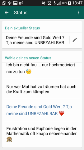 Welchen Whatsappstatus Habt Ihr Zurzeit Whatsapp
