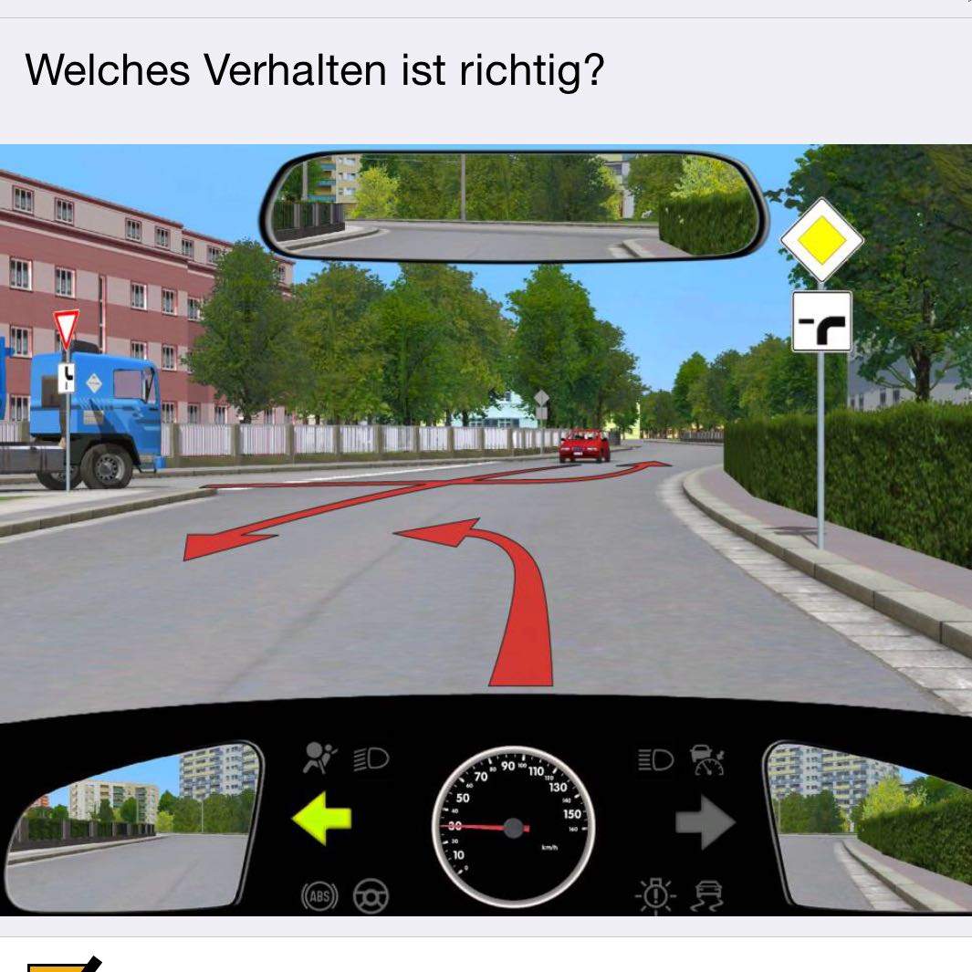 Zwei Fahrzeuge kommen sich auf einer Kreuzung entgegen. Beide Fahrzeuge