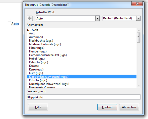 OpenOffice , LibreOffice Thesaurus - (OpenOffice)