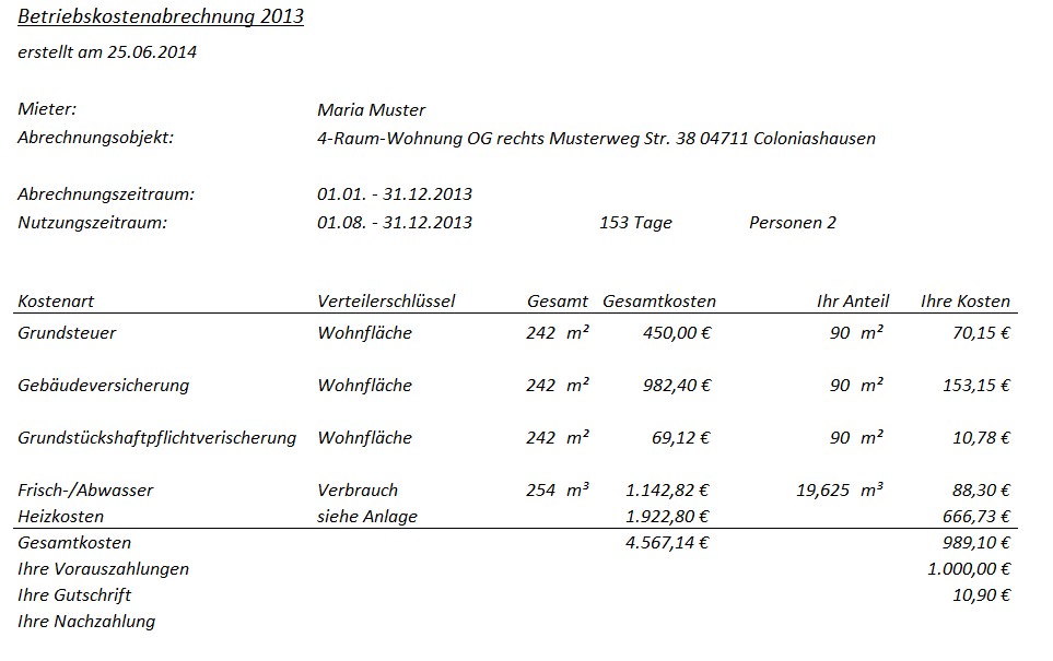 Wo bekomme ich gratis Vordrucke zur Nebenkostenabrechnung? (Nebenkosten, Vordruck)