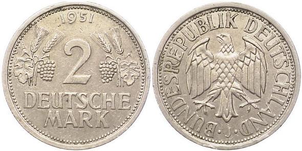 2-DM-Münze von 1951 - (Wert, Münzen)