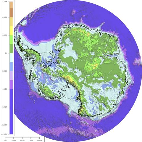 Der Kontinent Antarctica ohne den Eisschild - (Nordpol, Südpol)