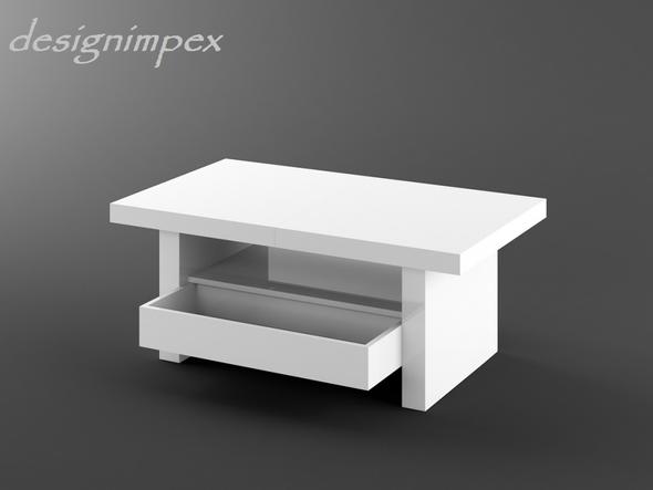 Wohnzimmertisch Weiß ausziehbar höhenverstellbar mit Schublade - (wohnen, Möbel, Tisch)