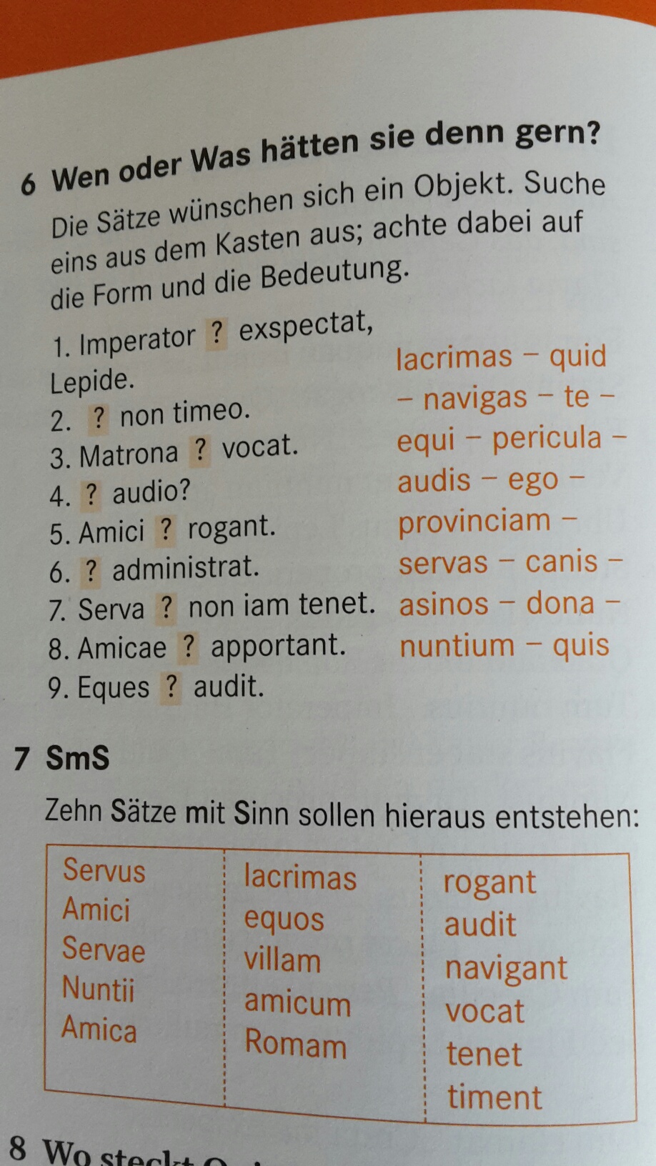 Lösungen zu: Cursus A Lektion 3 Übungen Seite 20? (Latein, Lösung)