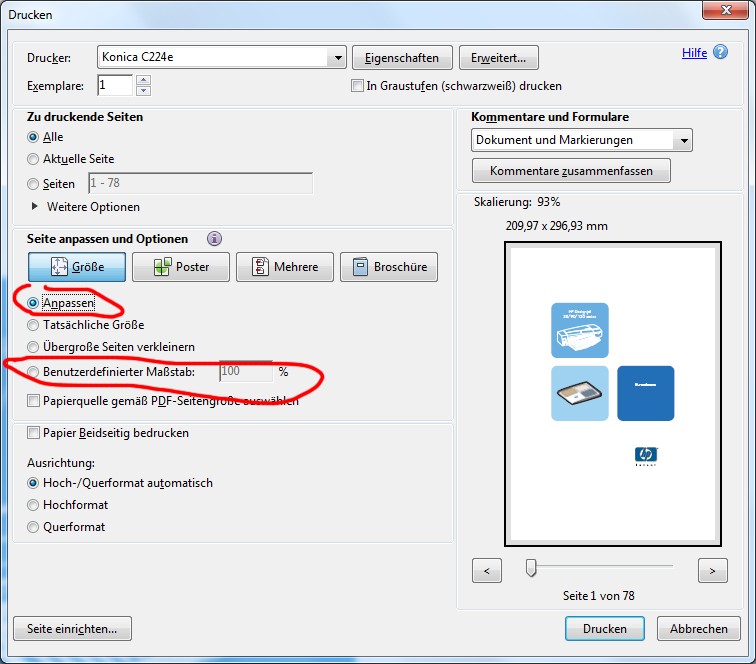 Wie kann ich eine PDF Datei in Vollbild drucken? (Computer, Technik, IT)