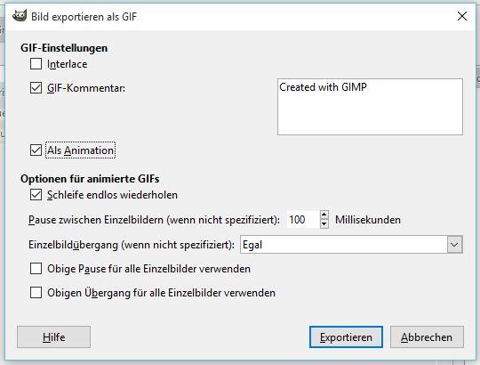 Export Dialog für animierte GIFs - (Computer, PC, Software)