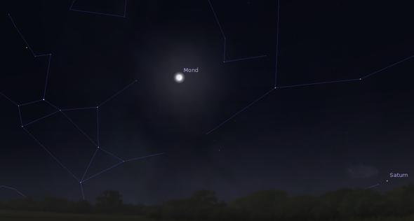 Der Mond am 18.10. um 19:30 Richtung Südwest - (Physik, Astronomie, Mond)
