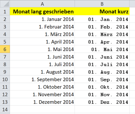 Monatsname abkürzen in Excel, OpenOffice und LibreOffice - (Computer, Excel, formatieren)