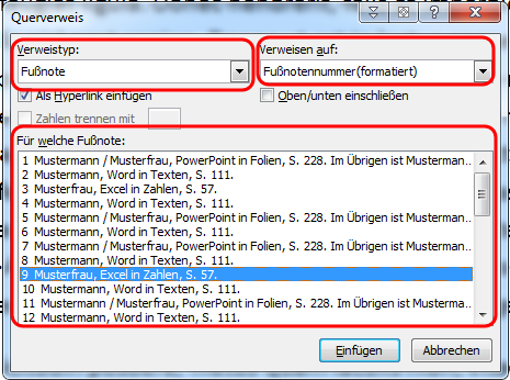 So kannst du eine "Fußnote" einfügen, die du schon mal verwendet hast. - (Computer, Software, Word)