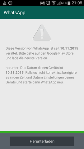 Fehler  - (Android, WhatsApp, KitKat)