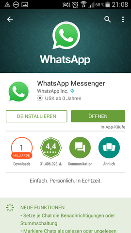 Playstore  - (Android, WhatsApp, KitKat)