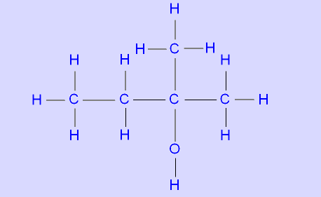 Strukturformel von 2-Methylbutan-2-ol - (Schule, Chemie, Alkohol)