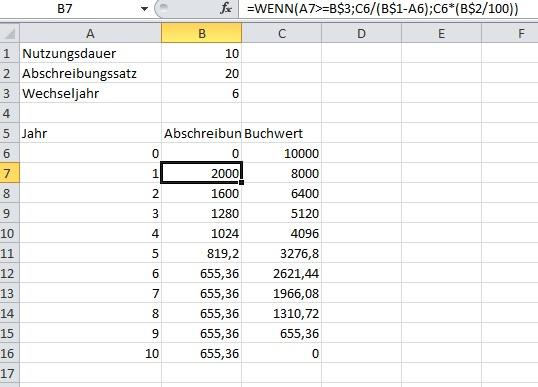  - (Microsoft Excel, Wirtschaftsinformatik, Abschreibung)