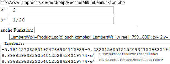 LambertW per Umkehrfunktionen Rechner - (Mathematik, Funktion)