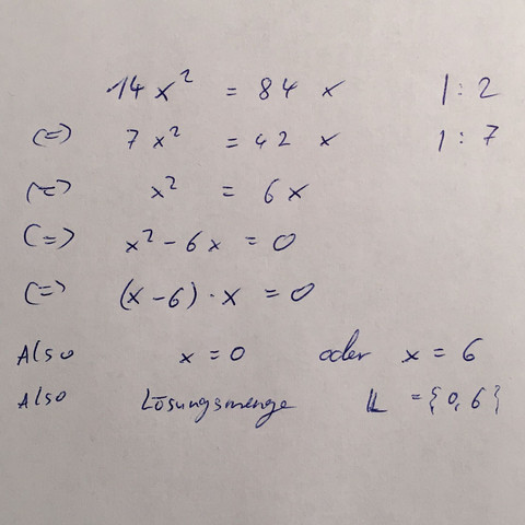 Lösungsweg ohne Mitternachtsformel - (Mathematik, quadratische Funktion)