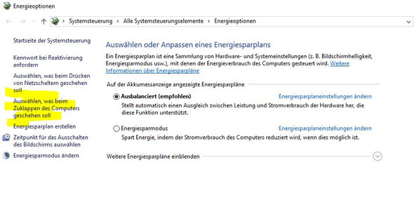 energie - (Windows 10, Notebook, Zuklappen)
