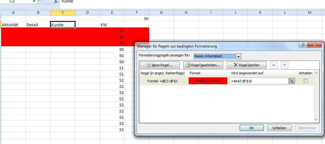 Excel Bedingte Formatierung Wenn Zelle Leer Excel: Format der bedingten Formatierung einzelner Zelle auf gesamte