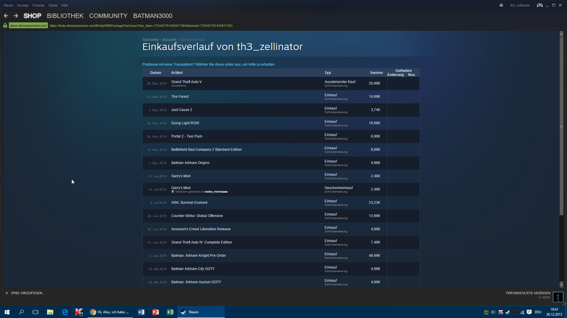 Hi, Also, ich habe mir ein Spiel bei Steam gekauft (mit