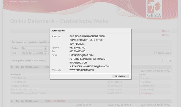 "Totale Finsternis" aus dem Musical "Tanz der Vampire" - deutscher Sub-Verleger - (Musik, Recht, YouTube)