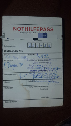 - (Medizin, Blut, Nothilfepass)