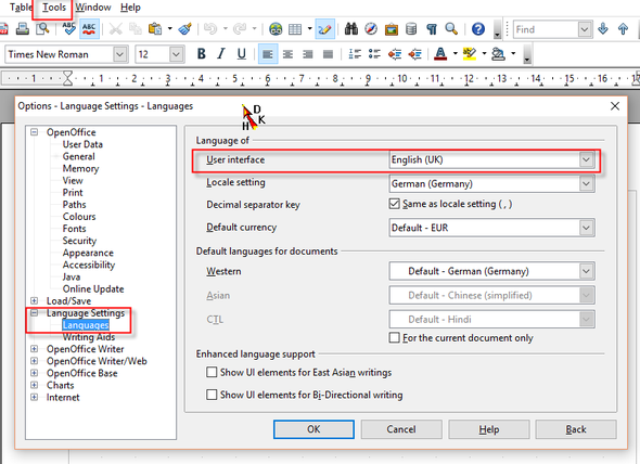 Openoffice Sprache ändern - (OpenOffice)