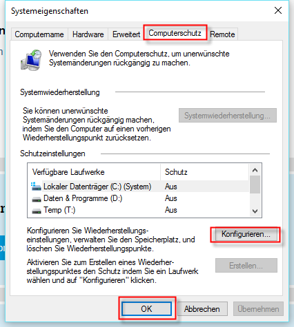 Wiederherstellungspunkte löschen - (Windows, Festplatte, Speicher)