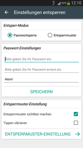 - (Handy, Passwort)