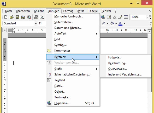 MS Word Menü Einfügen - (Microsoft, Microsoft Word, Bachelorarbeit)