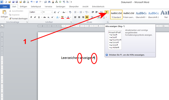Steuerzeichen - (Mac, Microsoft Word)