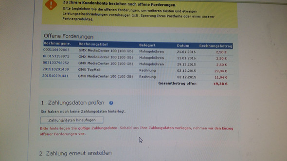 - (Recht, Mahnung, gmx)