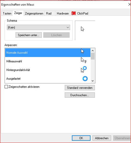 Eigenschaften Maus(kannst Du auch in der Suche eingeben) - (Anzeige, Zeiger)